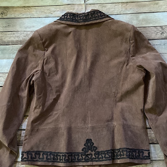 Bradley Bayou Cowgirl Western Equestrian Brown Leather Jacket embroidered trim - Picture 2 of 6